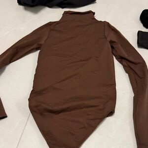 SKIMS Brown Long Sleeve Turtleneck Bodysuit